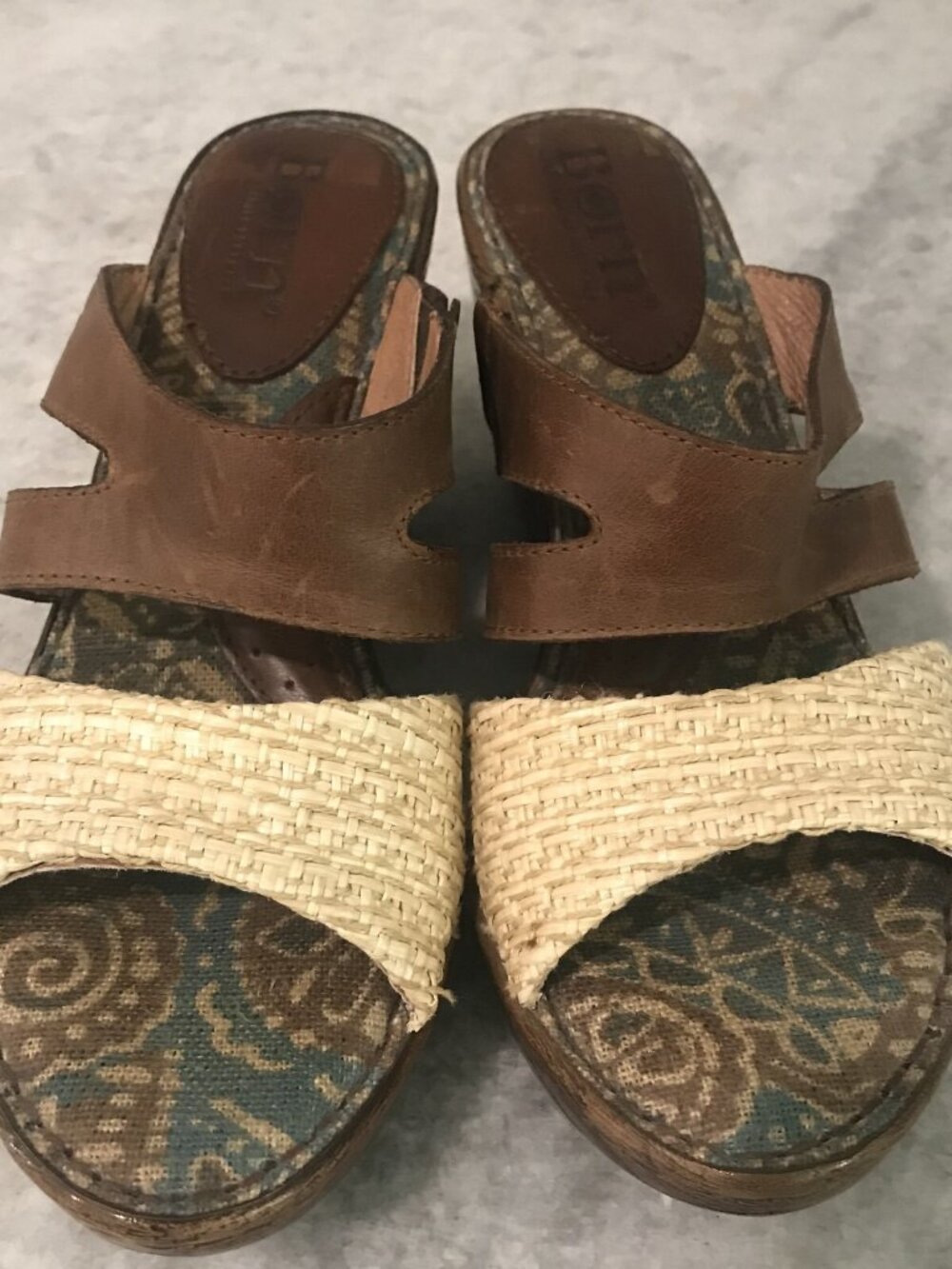 Born Sandals Womens Size 6 Wedge Heel Leather Woven Strappy Bohemian Hippie - Picture 4 of 8
